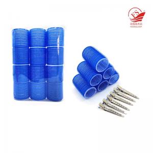 Best Quality 36 mm*63 mm Blue Derma Heatless Magic Hair Rollers Set With Clips In 12PCS