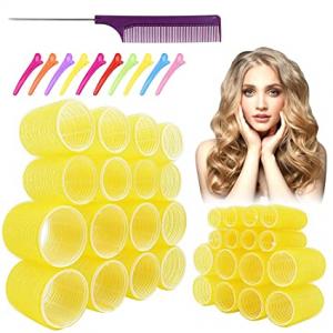 Jumbo Hair Rollers Hair Curlers. 2.2 inch Large Self Grip Hair Curlers for Long Hair, Big Hair Rollers for Long Hair. No heat Curlers Hair Hair Rollers with Clips & Comb.32 Pack