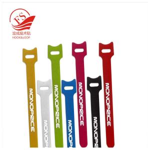 T-Shape Custom logo printing colorful wire binding magic tape hook loop cable ties