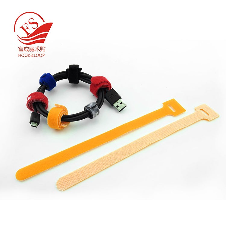 T-Shape Custom logo printing colorful wire binding magic tape hook loop cable ties