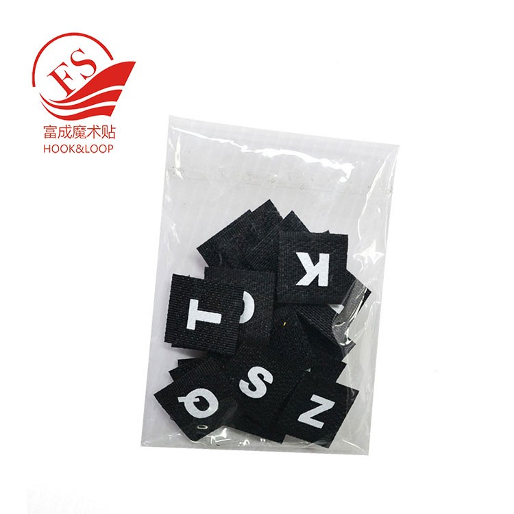 Custom Black adhesive hook and loop letters punching for school uniforms kids English learning